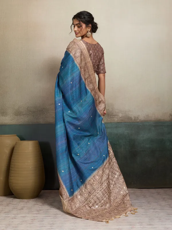 Electric_Blue_Aari_Embroidery_Chanderi_Silk_Saree_For_Women