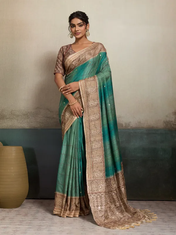 Green_Zari_Border_And_Aari_Embroidered_Pallu_Silk_Saree_For_Women