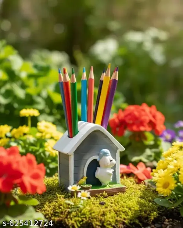 Grey_Premium_Resin_Cute_And_Decorative_Dog_In_Kennel_Miniature_Showpiece_|_13_Cm