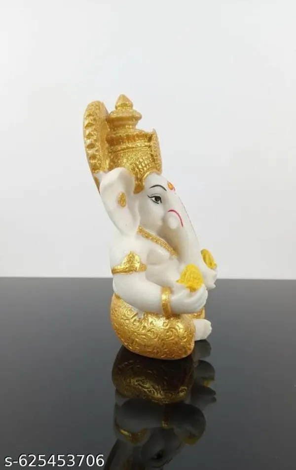White_Premium_Resin_Lord_Ganesh_Car_Dashboard_Idol_|_13_Cm