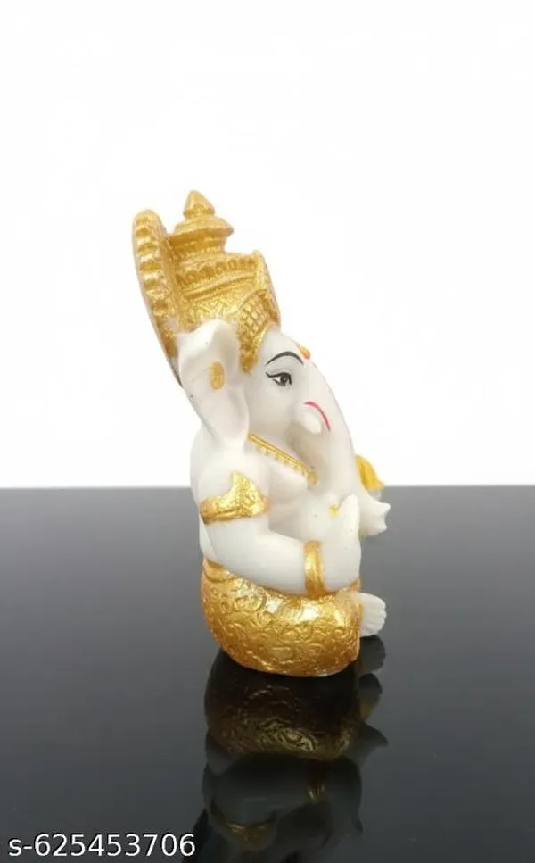 White_Premium_Resin_Lord_Ganesh_Car_Dashboard_Idol_|_13_Cm