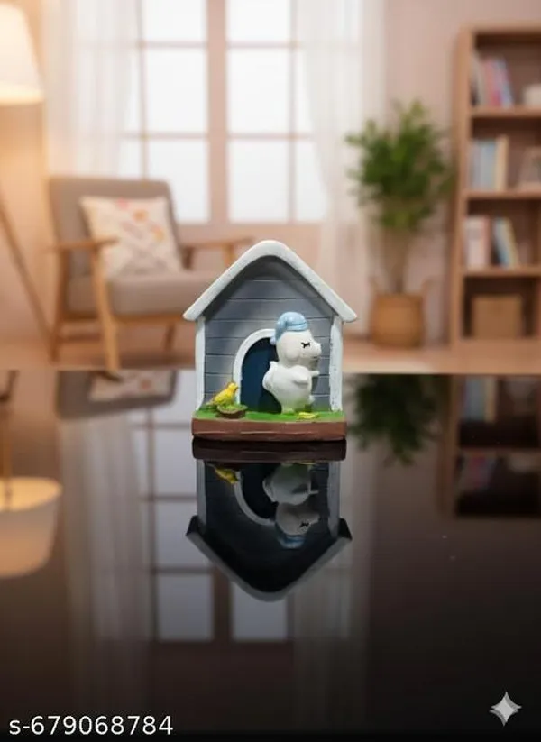 White_And_Light_Orange_Premium_Resin_Cute_Puppy_With_Kennel_Miniature_And_Owl_Family_Showpiece_For_Table_Decor_|_13_Cm_|_Pack_Of_2