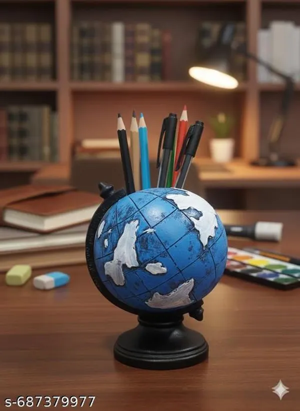 Blue_And_Pink_Premium_Resin_Globe_Shape_And_Elephant_Shape_Pen_Holder_For_Study_Table_|_13_Cm_|_Pack_Of_2