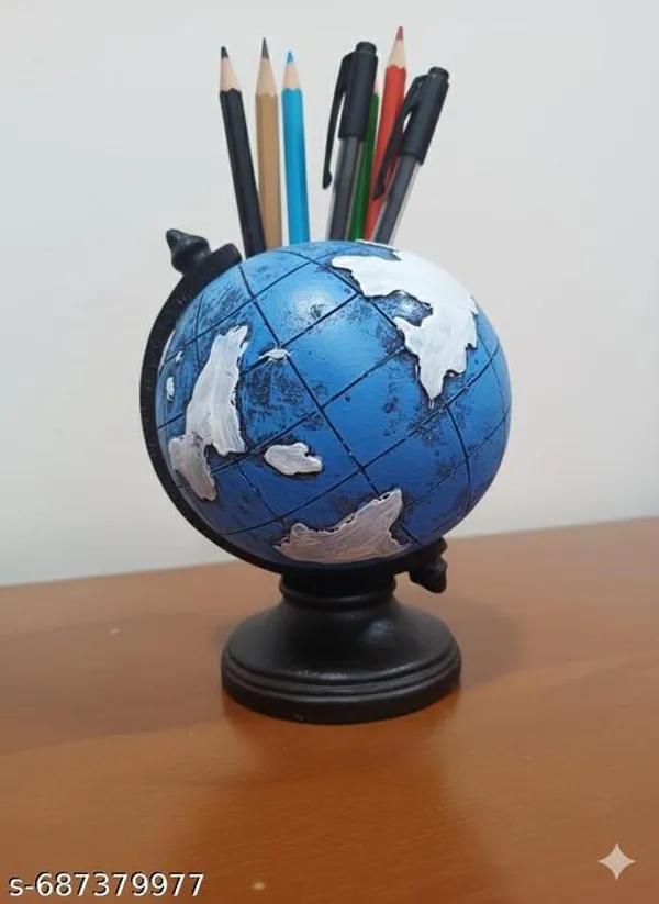 Blue_And_Pink_Premium_Resin_Globe_Shape_And_Elephant_Shape_Pen_Holder_For_Study_Table_|_13_Cm_|_Pack_Of_2
