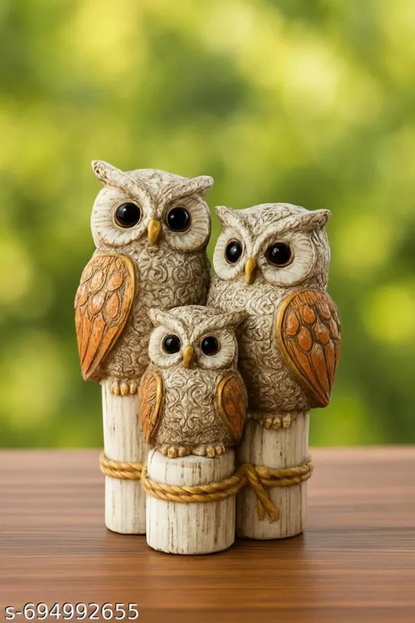 Light_Orange_Premium_Resin_Owl_Family_Showpiece_For_Home_Decor__|_Set_Of_3_|_13_Cm