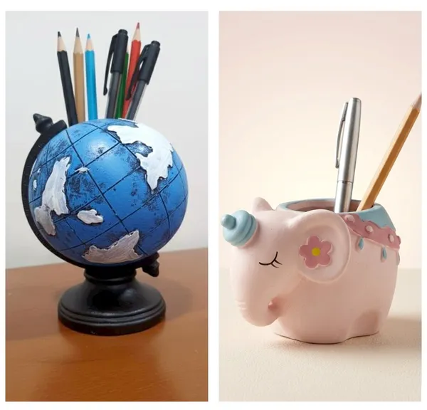 Blue_And_Pink_Premium_Resin_Globe_Shape_And_Elephant_Shape_Pen_Holder_For_Study_Table_|_13_Cm_|_Pack_Of_2