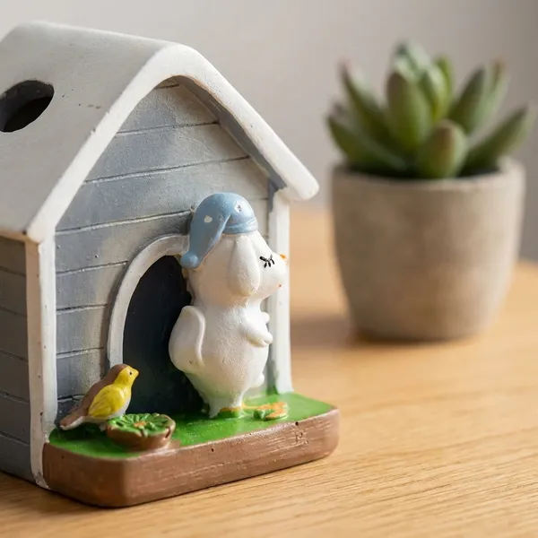 Grey_Premium_Resin_Cute_And_Decorative_Dog_In_Kennel_Miniature_Showpiece_|_13_Cm