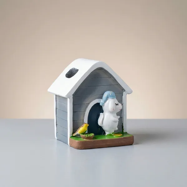 Grey_Premium_Resin_Cute_And_Decorative_Dog_In_Kennel_Miniature_Showpiece_|_13_Cm