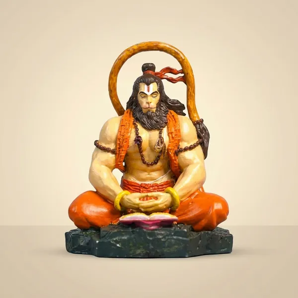 Orange_Premium_Resin_Meditating_Hanuman_Ji_Idol_In_Sitting_Pose_|_13_Cm
