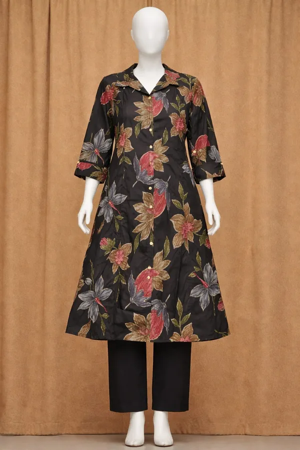 Black_Floral_Printed_Kurta_Top_with_Pants_–_Elegant_Vatican_Co-ord_Set_for_Women
