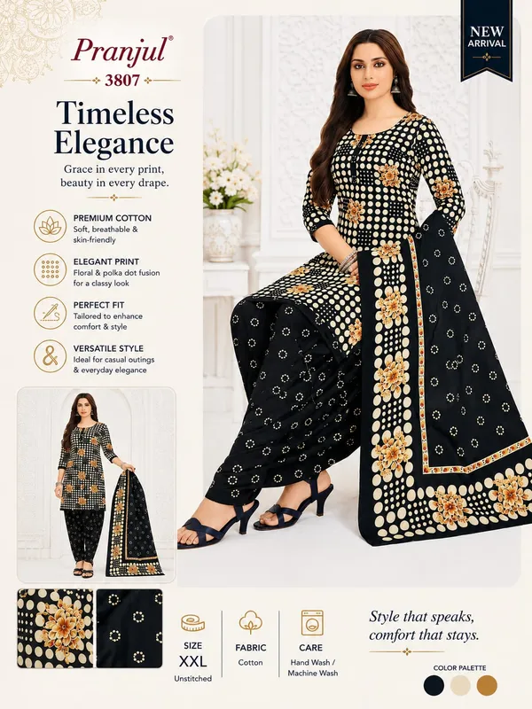Black_&_Beige_Elegant_Printed_Cotton_Readymade_Patiyala_Suit_Set_with_Dupatta