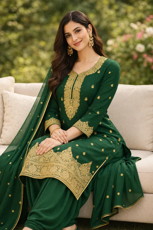 Elegant_Green_Star_Georgette_Salwar_Kameez_Material_with_Intricate_Gold_Embroidery_&_Dupatta