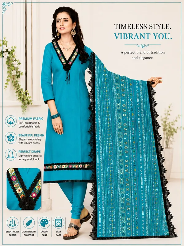 Elegant_Turquoise_Blue_Malai_Chanderi_Unstitched_Salwar_Suit_Material_with_Embroidered_Neck_&_Printed_Dupatta