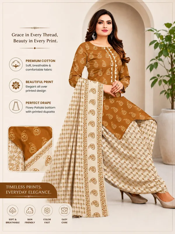 Mustard_Brown_Printed_Cotton_Patiala_Suit_Material_with_Dupatta_–_Premium_Everyday_Wear