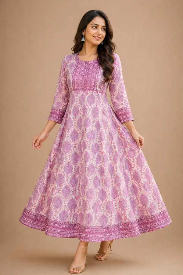 Pink_Printed_Anarkali_Dress_for_Women_–_Elegant_Flared_Ethnic_Wear_with_3/4_Sleeves