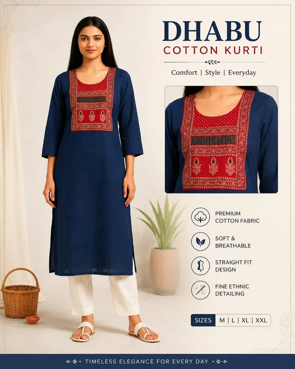 Premium_Dhabu_Cotton_Readymade_Side-Cut_Kurti