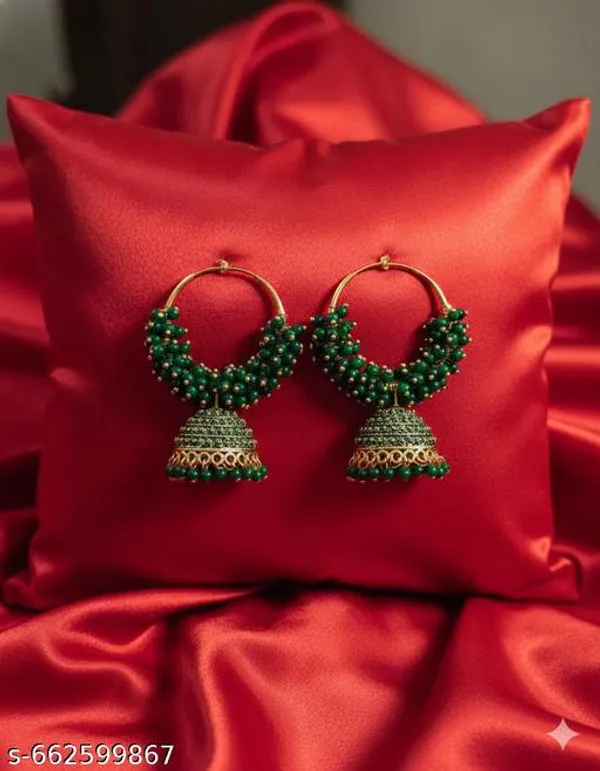 Emerald_Green_Beaded_Jhumka_Hoop_Earrings