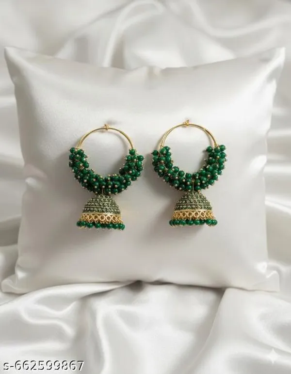 Emerald_Green_Beaded_Jhumka_Hoop_Earrings