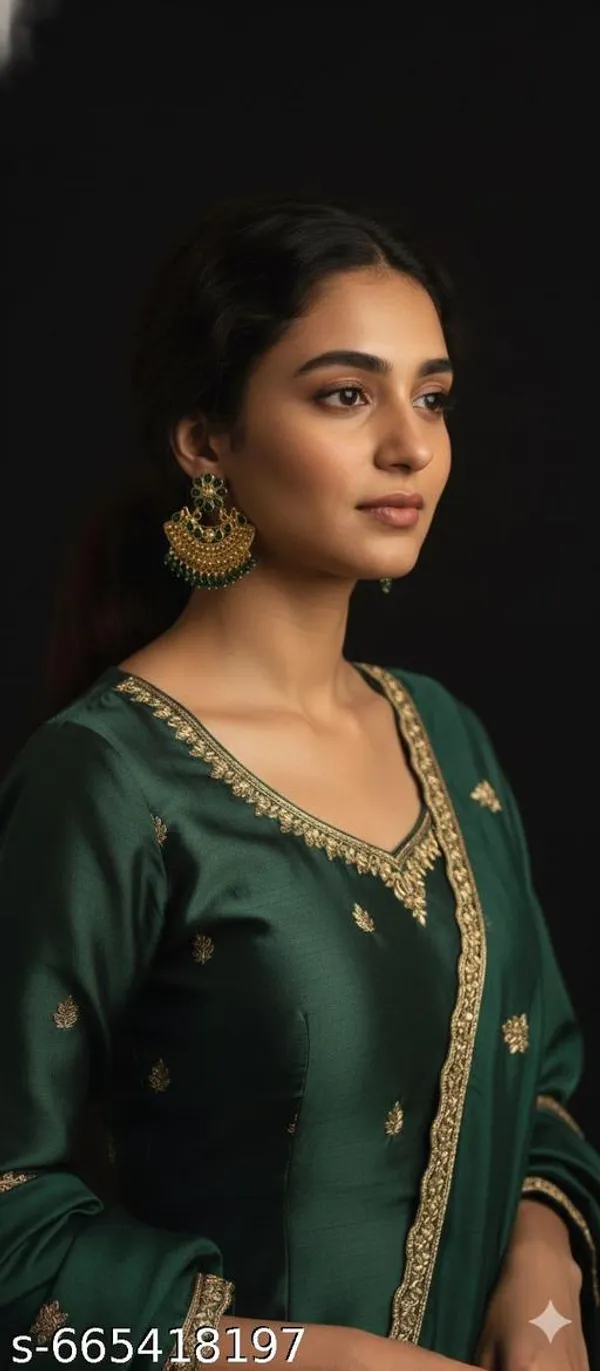 Elegant_Green_Stone_Chandbali_Earrings_With_Gold_Finish_Traditional_Party_Wear_Jewelry