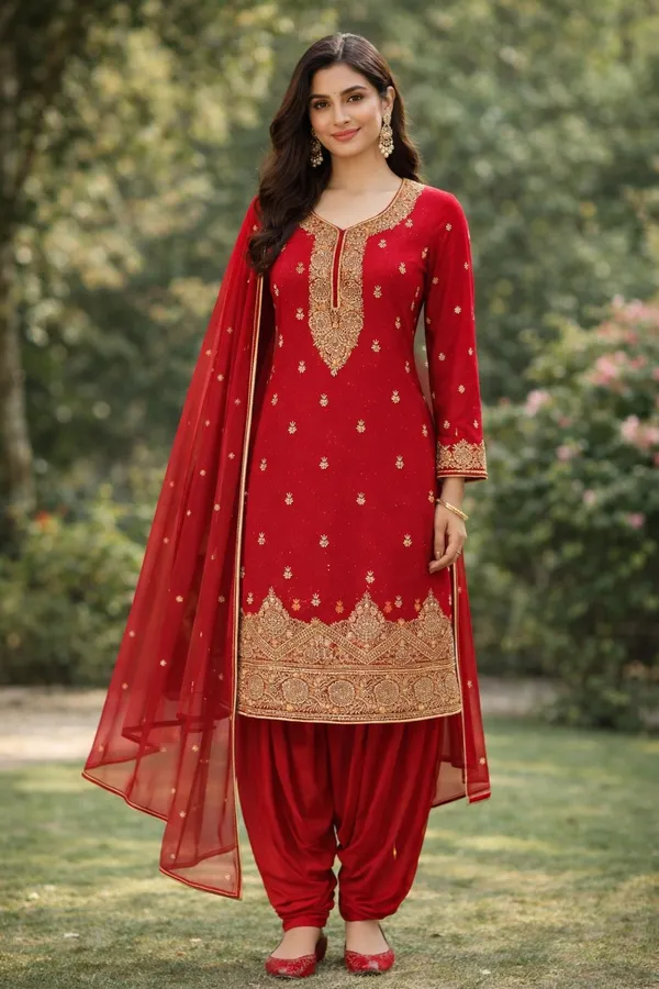 Red_Georgette_Salwar_Kameez_Material_with_Heavy_Embroidery_–_Unstitched_Top,_Plain_Bottom_&_Dupatta_Set