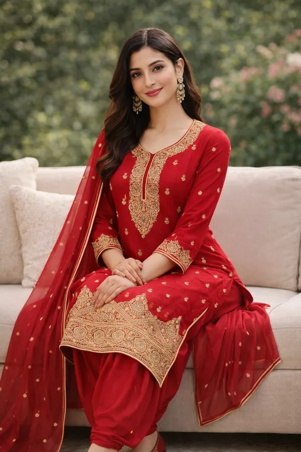 Red_Georgette_Salwar_Kameez_Material_with_Heavy_Embroidery_–_Unstitched_Top,_Plain_Bottom_&_Dupatta_Set