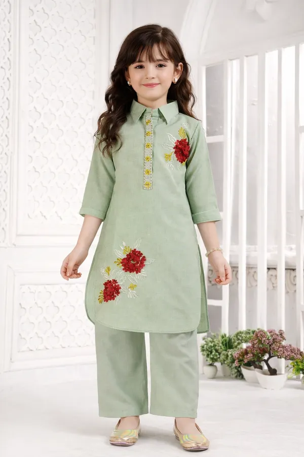 Pista_Green_Cotton_Blend_Kurta_Palazzo_Set_For_Girls