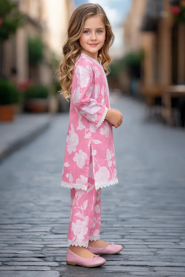 Pink_And_White_Cotton_Kurta_Pajama_Set_For_Girls