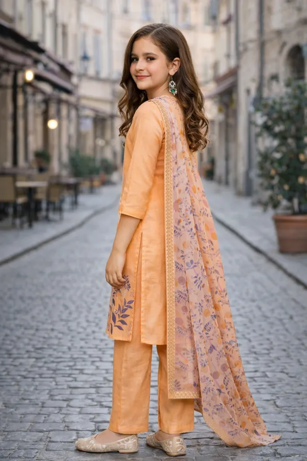 Orange_Cotton_Blend_Ethnic_Suit_Set_With_Dupatta_For_Girls