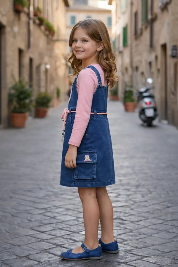Blue_And_Pink_Denim_&_Cotton_Dungaree_Dress_With_Top_Set_For_Girls