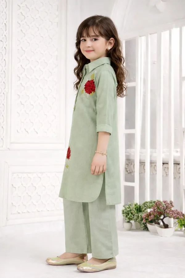 Pista_Green_Cotton_Blend_Kurta_Palazzo_Set_For_Girls