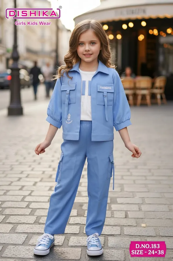 White_And_Blue_Cotton_Blend_Co-Ord_Set_For_Girls