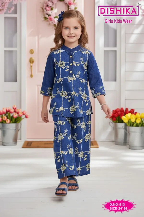 Blue_Cotton_Blend_Co-Ord_Set_For_Girls