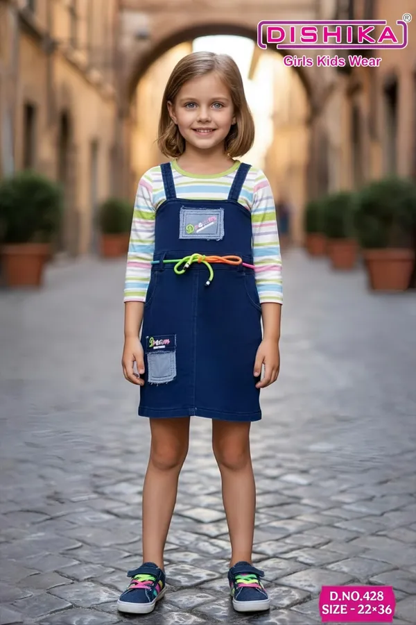 Blue_Denim_&_Cotton_Dungaree_Dress_With_T-Shirt_Set_For_Girls