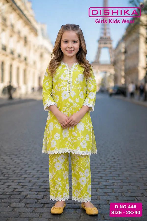 White_And_Yellow_Cotton_Kurta_Pajama_Set_For_Girls