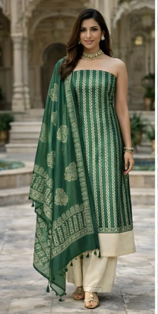 Green_Unstitched_Fabric_Suit_Set_With_Dupatta_For_Women