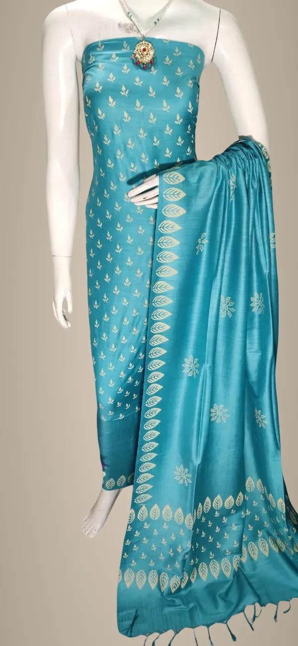 Turquoise_Blue_&_Gold_Silk_Unstitched_Suit_Set_For_Women