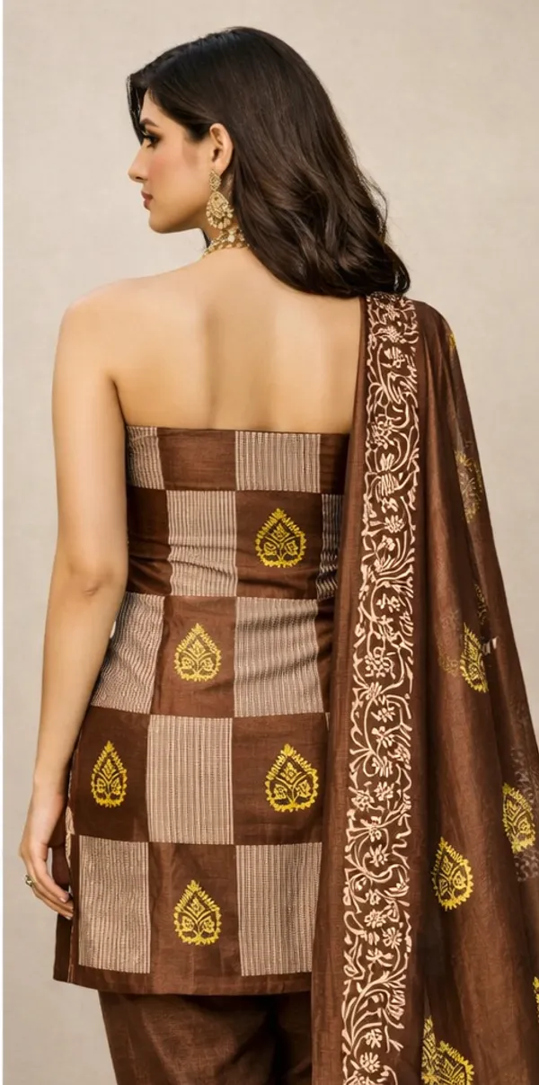 Brown_Embroidered_Fabric_Unstitched_Suit_Set_For_Women