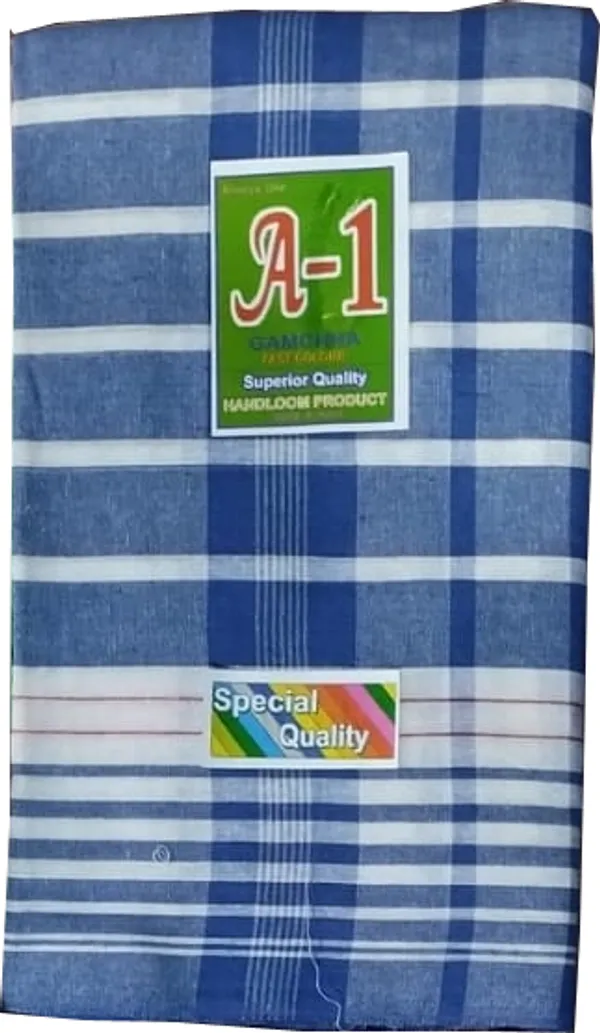 Blue_&_White_Handloom_Cotton_Lungi_For_Men