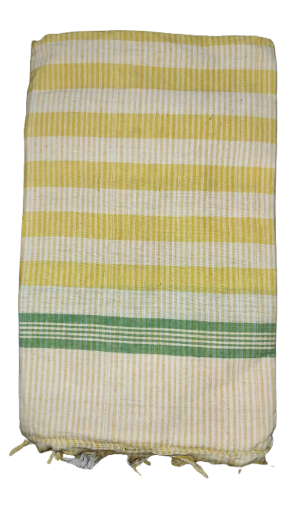 Yellow_&_White_&_Green_Cotton_Lungi_For_Men