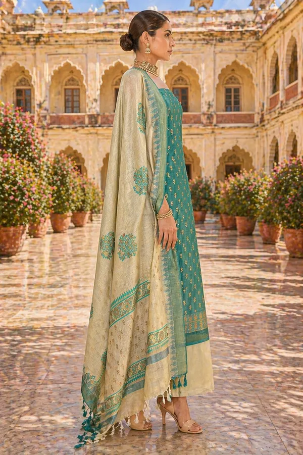 Green_Cotton_Unstitched_Suit_Material_For_Women