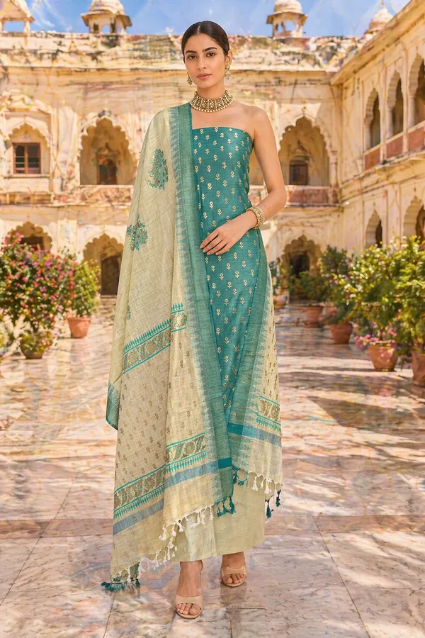 Green_Cotton_Unstitched_Suit_Material_For_Women
