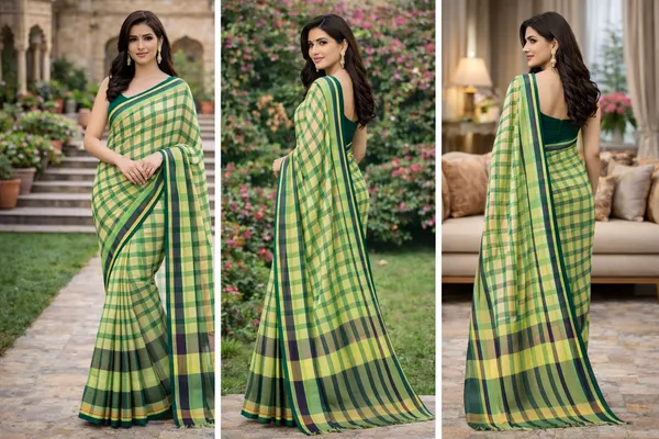 Green_&_Yellow_Cotton_Saree_For_Women