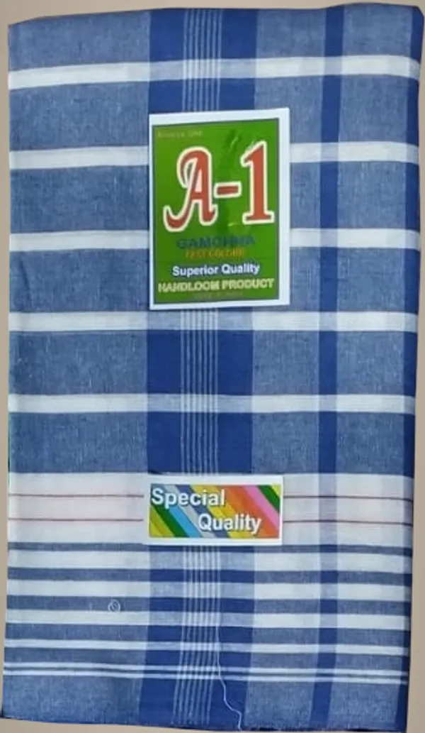 Blue_&_White_Handloom_Cotton_Lungi_For_Men