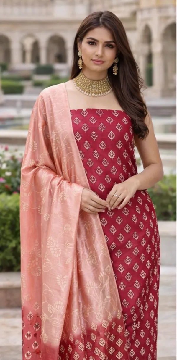Maroon_&_Pink_Silk_Unstitched_For_Women