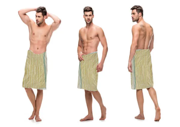 Yellow_&_White_&_Green_Cotton_Lungi_For_Men