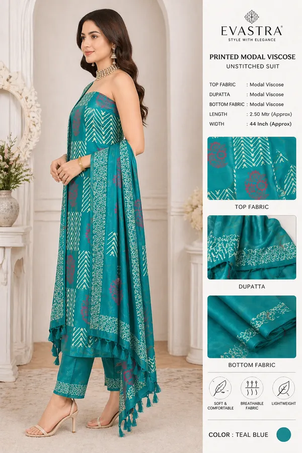 Teal_Blue_Silk_Blend_Dress_Material_For_Women
