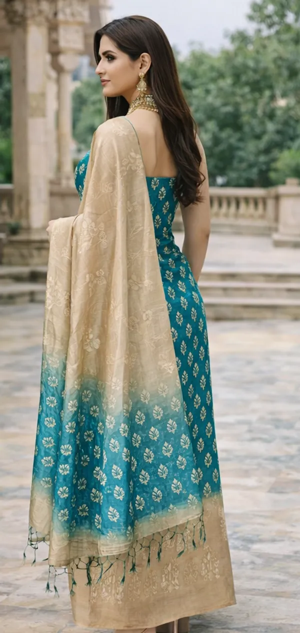 Teal_&_Gold_Cotton_Unstitched_Suit_Set_For_Women