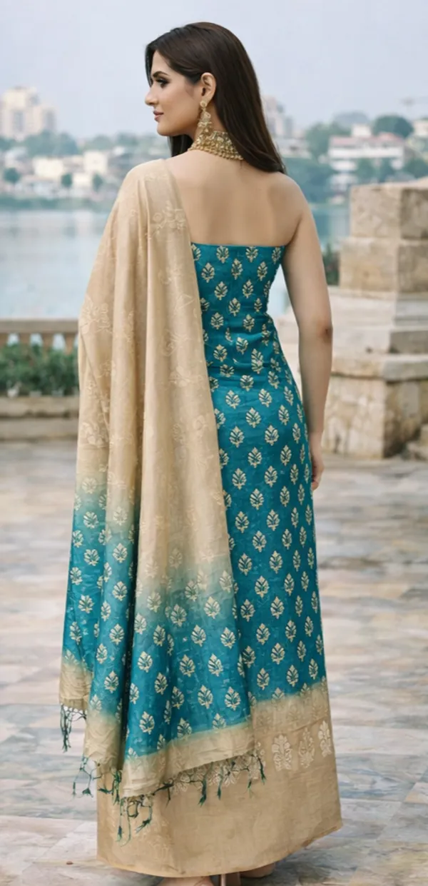 Teal_&_Gold_Cotton_Unstitched_Suit_Set_For_Women