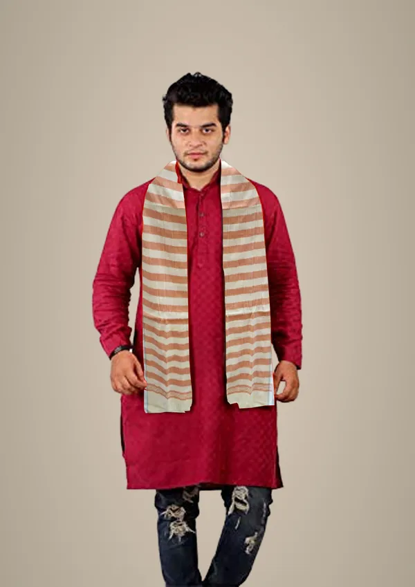 Beige_&_Orange_Cotton_Scarf_For_Men