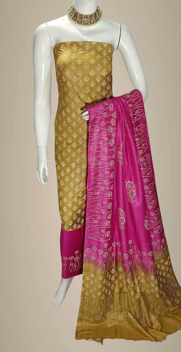 Mustard_&_Pink_Silk_Lehenga_Set_For_Women